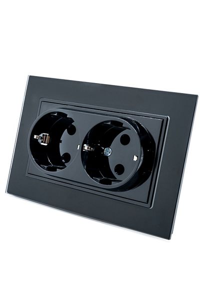 SPN Double socket with black glass frame