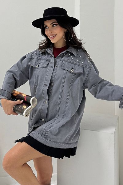 TOFİSA Gray Stone Denim Jacket