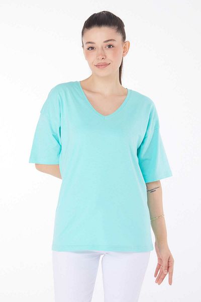 TOFİSA Green Women's T-Shirt - Straight Medium Model - 25848