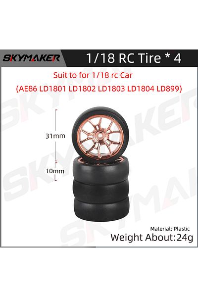Choice YX04J LDRC 1/18 RC Car Tire for 1:18 AE86 A86 LD1801 LD1802 LD1803 LD1804 A01 A02 RC Hard Drift Road
