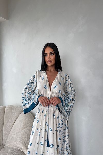 LİLA İSTANBUL Rochie de vară cu mânecă liliac cu guler dublu din țesătură din viscoză