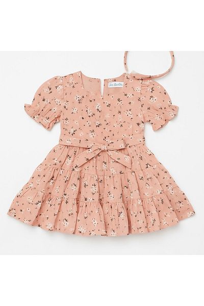 SeaBubbles Floral Girl's Dress with Hair Accessories