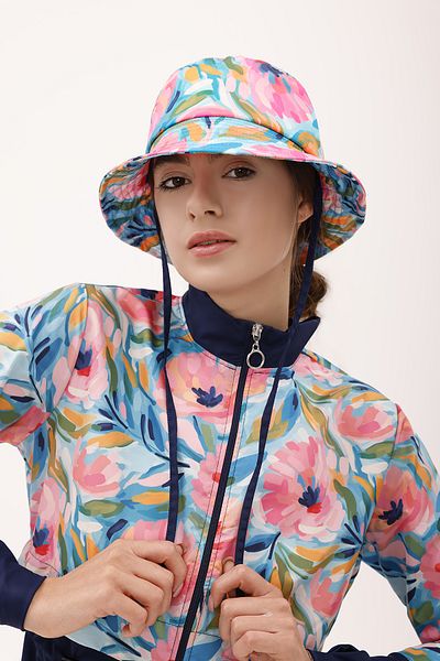 Remsa Mayo Patterned Bucket Hat Rş-113 Pera Garden Navy Blue