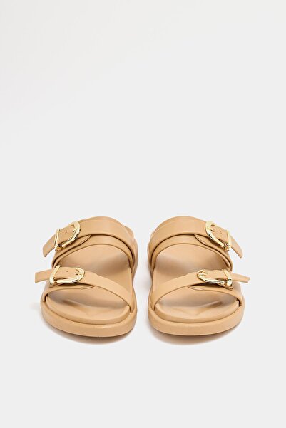 Madamra Mink Women's Double Buckle Casual Slippers – Comfortable Trendy Design