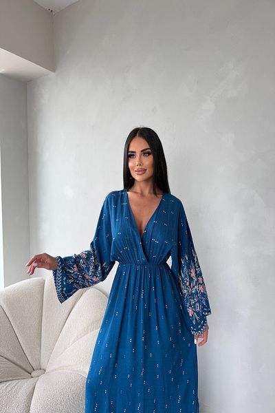 LİLA İSTANBUL Rochie de vară cu mânecă liliac cu guler dublu din țesătură din viscoză