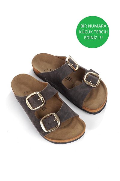 ayselin moda Women's Brown Slippers Orthopedic Slippers Orthopedic Women's Slippers Summer Slippers Double Buckle