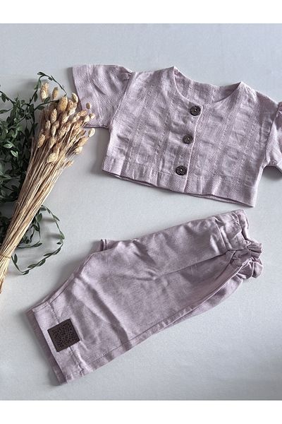 Popshops Gırls Girl's Cropped Linen 2-Piece Set