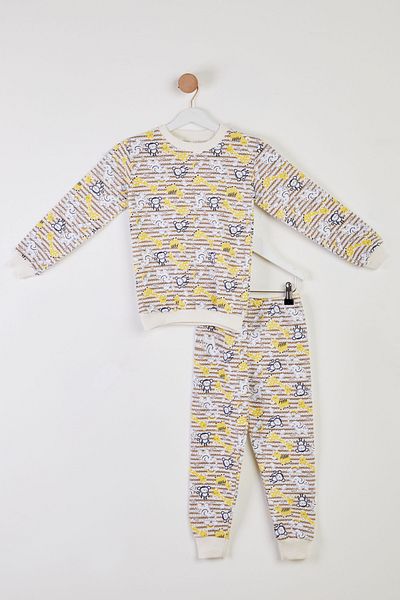 TOFİSA Girl's Brown Printed Pajama Set - 26310
