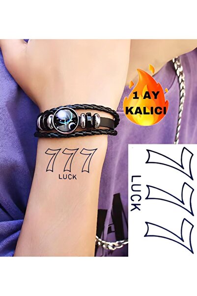 Mecit Tuhafiye 1 AY KALICI 777 LUCK KOL BİLEK VUCUT İÇİN GEÇİCİ DÖVME