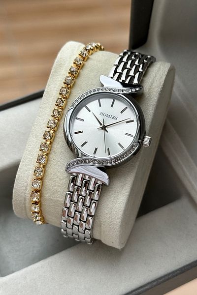 Homies Women's Wristwatch Watch and Bracelet Gift for Special Occasions(Wedding,Engagement Birthday) Box.Hm8387