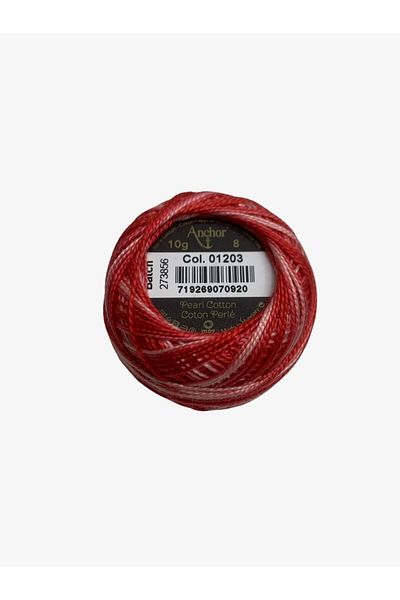 Yiğit Kumaş Embroidery Thread (Etamine Thread) Anchor No:8 Marbled Red Color 1203