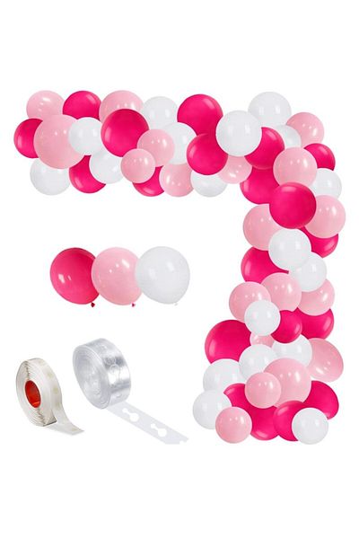 Ropet Balloon arrangement set for arch, 150 pcs, pink and white