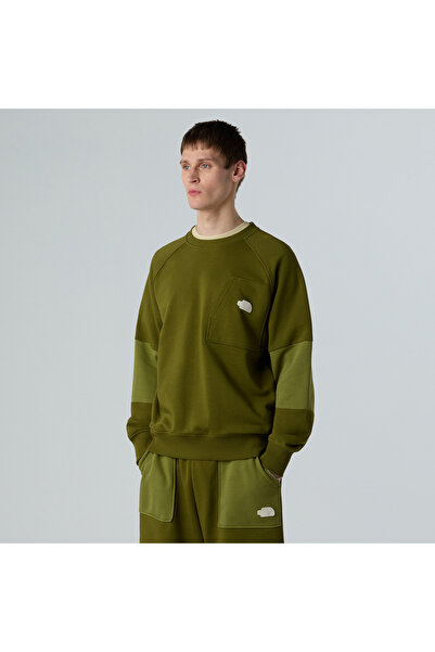 THE NORTH FACE سترة تيري ريلاكسد كرو للرجال باللون الكاكي