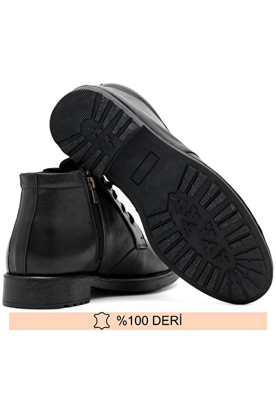 FINE Hakiki Deri Siyah Fermuarlı Bot 36-47