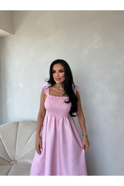 LİLA İSTANBUL Strappy Gimped Princess Floral Patterned Summer Dress