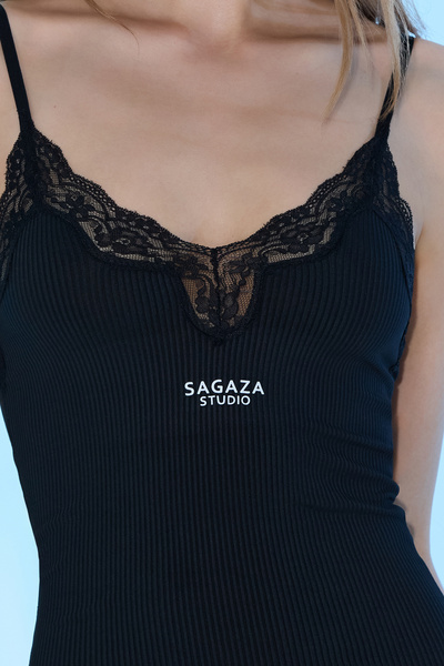 Sagaza Studio Ss6002 Naomi Strap Lace Detailed Dress