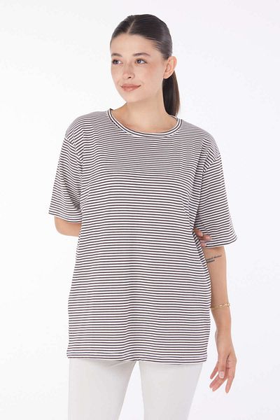 TOFİSA Striped T-Short Brown - 25119