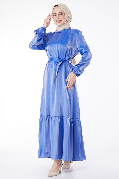 TOFİSA Shiny Belted Dress Saks - 24993