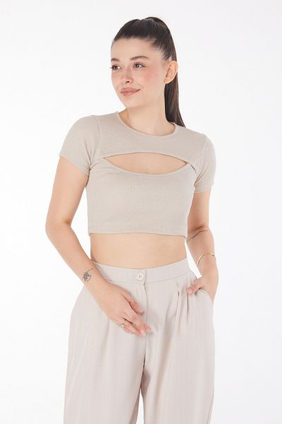 TOFİSA Crop Beige - 25852