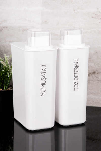 Dolkin Home Set of 2 Self-Scale Detergent Box Powder Detergent Softener 3000ml Detergent Dispenser with Label