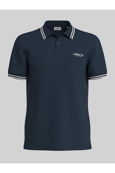 s.Oliver Tricou polo bărbătesc cu logo și detalii contrastante