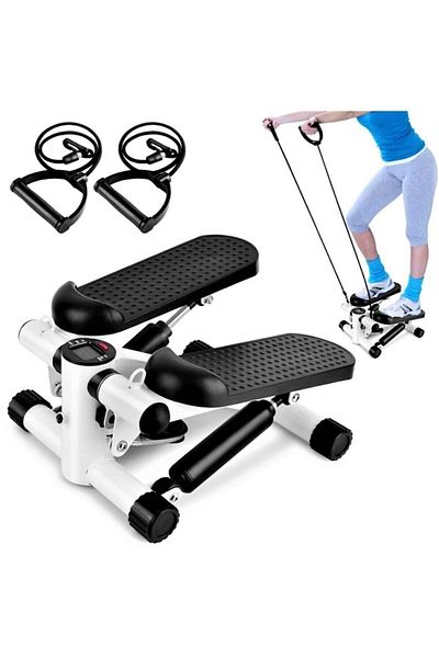 Clifton Fitness Stepper Exerciser with Rope - Portable Crossstep Fitness with Lcd Screen and Resistance Band