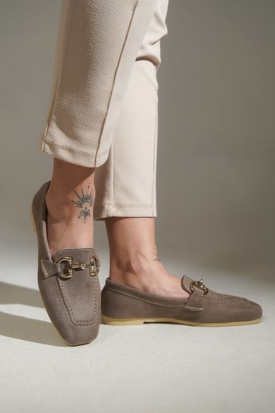 lovitto Buckle Detail Women's Suede Mink Loafer