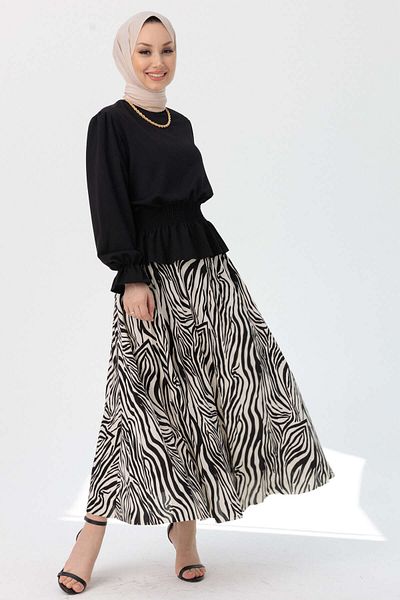 TOFİSA Blouse Skirt Black - 10564