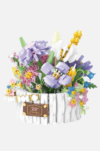 OBRO DIY building block set for adults, flower pot bouquet, bonsai type, purple, 1466 pieces