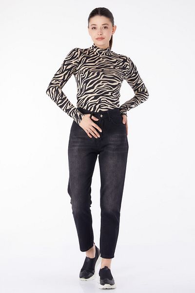 TOFİSA Džínové kalhoty Mom Jeans s vysokým pasem černé - 25178