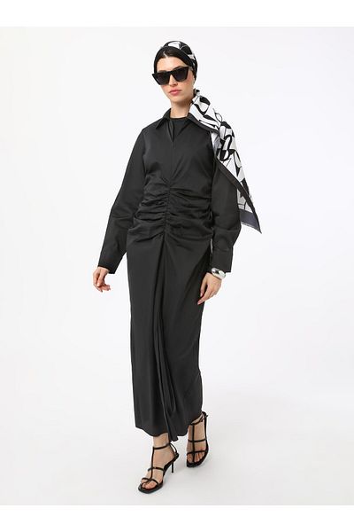 Refka Φόρεμα Hijab Poplin με φερμουάρ - Μαύρο - Refka