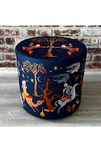 SOFT Peri Masalı Desenli Dekoratif Yuvarlak Puf