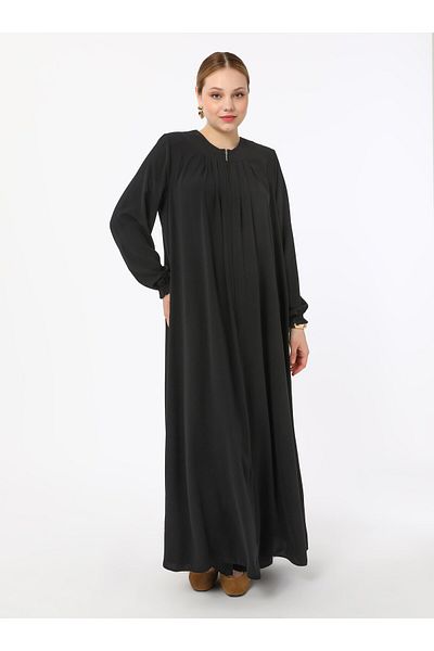 ALİA Μανίκι με φερμουάρ Λεπτομερές Medine Silk Large Size Ferace - Μαύρο - Alia