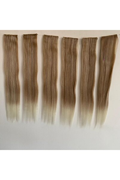 papatya peruk Caramel Luminous Ombre Straight Long Heat Styleable 6-Piece Sna...