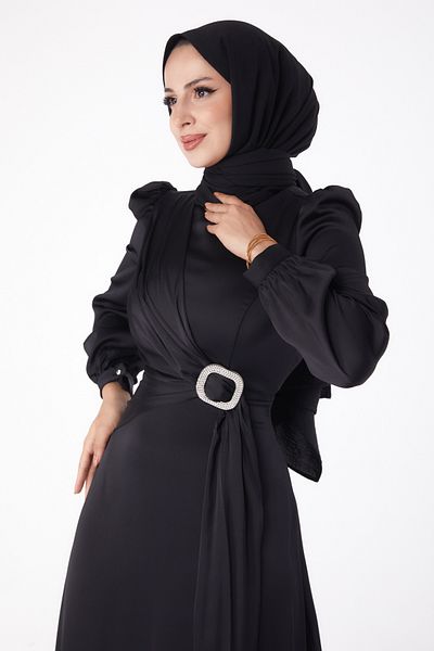 TOFİSA Stone Evening Dress Black - 26193