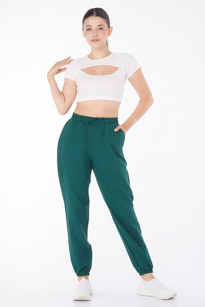 TOFİSA Green Medium Women's Trousers - Straight 13207