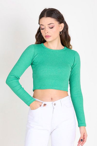 TOFİSA Crop pentru femei Green Crop - Decolteu simplu - 23391