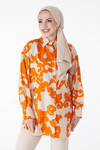 TOFİSA Patterned Shirt Orange - 25258