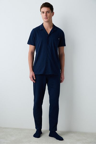 Penti Marineblaues Hemd-Pyjama-Set