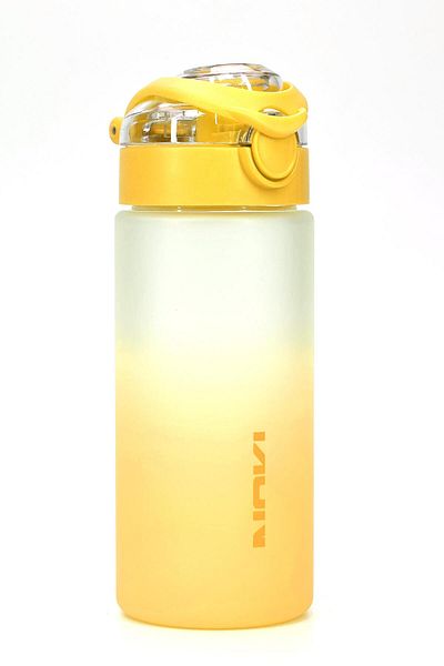 Telvesse Water Flask Tritan Wide Mouth Water Bottle Gradient Sports Flask Waterer Bpa-Free 500ml Yellow 0109