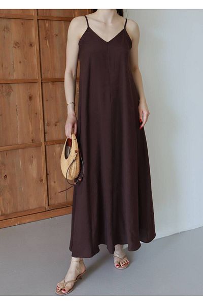 OTAKU Γυναικείο φόρεμα με λαιμόκοψη V Casual Maxi