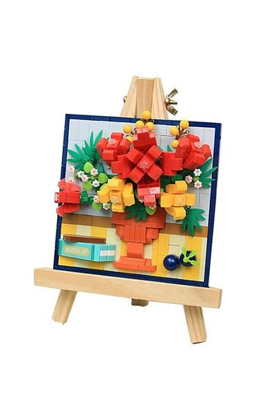 OBRO 3D Botanical Construction Set for Adults, Stand, Frame with Flowers, Roses, Plastic, 615 Pieces