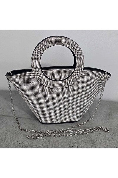 FashionForYou Βραδινή τσάντα τραπεζιού, με αποσπώμενη αλυσίδα και λαμπερά κρύ...