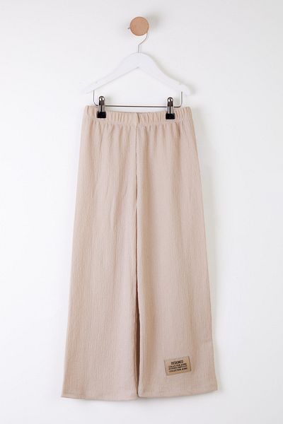 TOFİSA Pantaloni de pijama pentru fete bej - Detaliu Crest - 25488