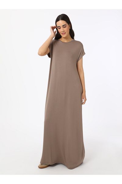 Benin Κοντομάνικο Φόρεμα Hijab Viscose - Mink - Benin