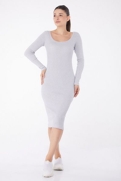 TOFİSA Rochie midi cu decolteu piscină gri - 26125