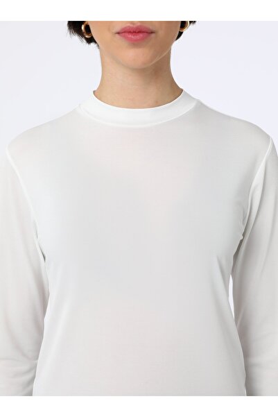 Refka Basic Dik Yaka Uzun Kollu Bluz - Beyaz -