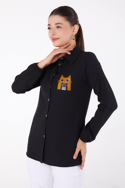 TOFİSA Printed Shirt Black - 13345