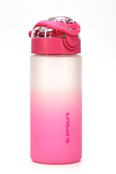 Telvesse Water Flask Tritan Wide Mouth Water Bottle Gradient Sports Flask Waterer Bpa-Free 500ml Pink 0109