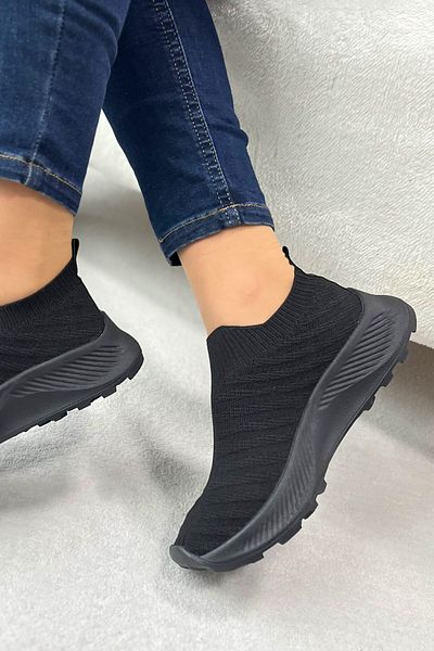 TOFİSA Women's Black Black Knitwear Shoes - 22042